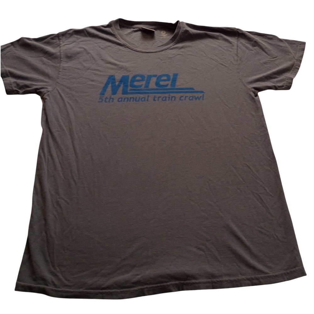 Comfort Colors T-Shirt Men's Merel 5th Annual Train Crawl L Blue Graphic Tee